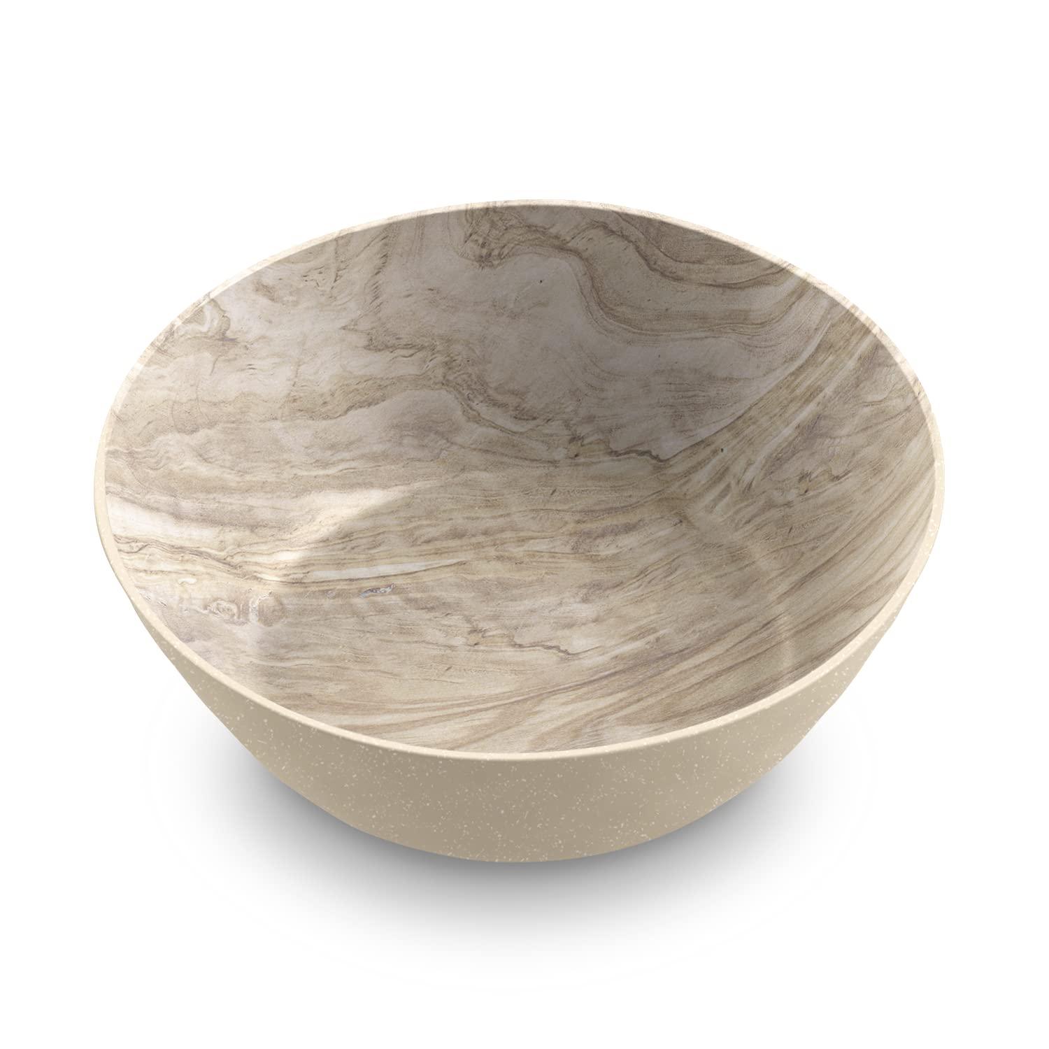 Faux Real Desert Wood Low Bowl, 7.5”, 42-Oz., Planta (Majority Plant Based Melamine Material), Indoor/Outdoor, Set of 6
