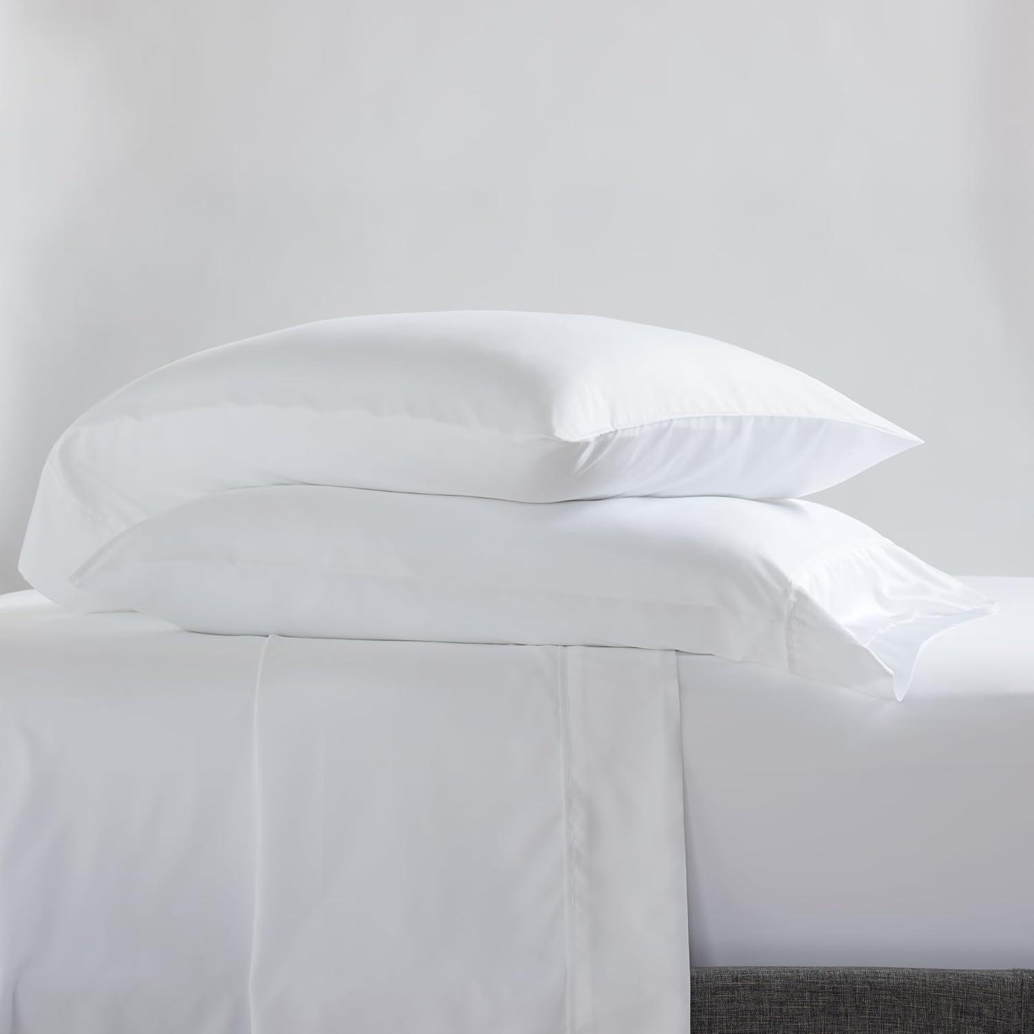 Serta Classic Bedding Bundle - Contains a Twin Size Mattress Protector and Sheet Set Along with One Standard Pillow - CertiPUR-US Certified White