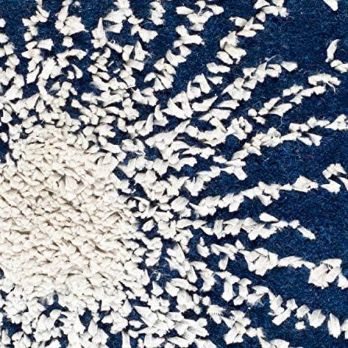 SAFAVIEH Soho Fiesta Celebration Wool Area Rug, Dark Blue/Ivory, 2'6" x 4'