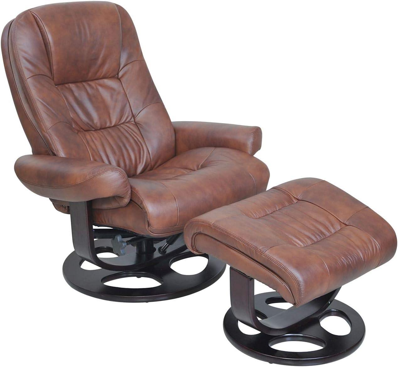 Barcalounger 15-8021 Jacque Swivel Pedestal Recliner w/Ottoman, Whiskey