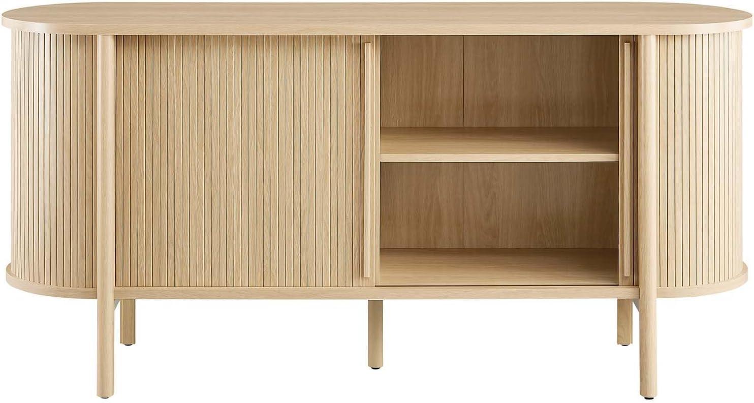 Modway Cadence Modern Wood Sideboard with Open Shelving in Oak