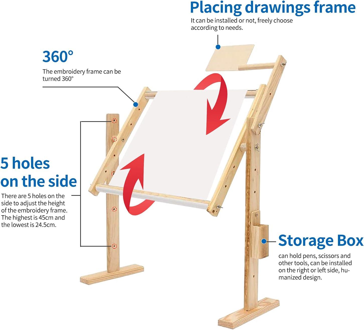 Adjustable Cross Stitch & Embroidery Hoop Stand - Tapestry & Quilting Frame Stand with 5 Height Levels (20" x 15.7")