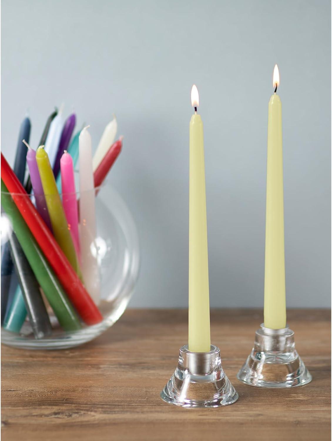 Candwax 10 inch Taper Candles Set of 12 - Dripless Taper Candles and Unscented Candlesticks - Perfect as Dinner Candles and Household Candles - Ivory Candles