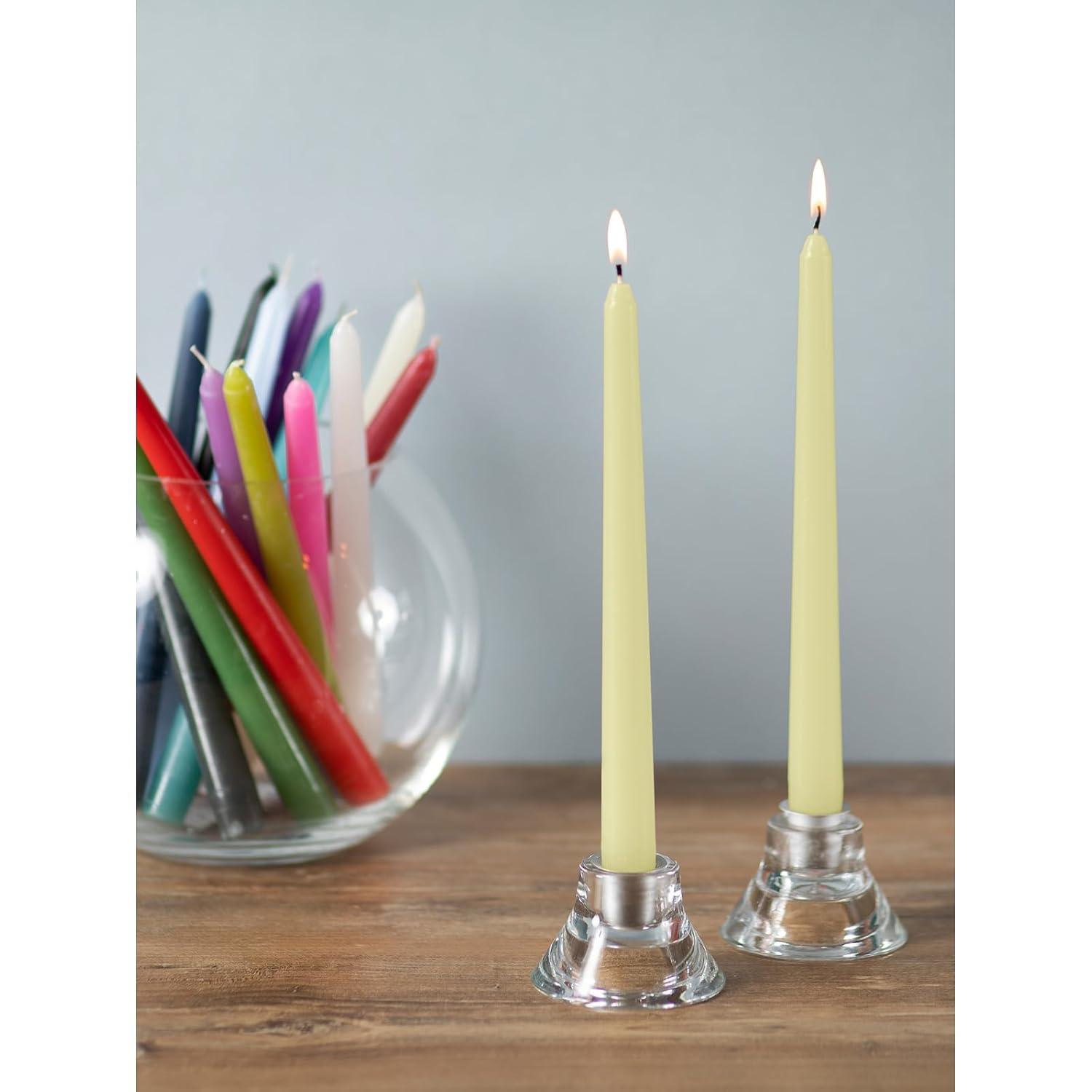 Candwax 10 inch Taper Candles Set of 12 - Dripless Taper Candles and Unscented Candlesticks - Perfect as Dinner Candles and Household Candles - Ivory Candles