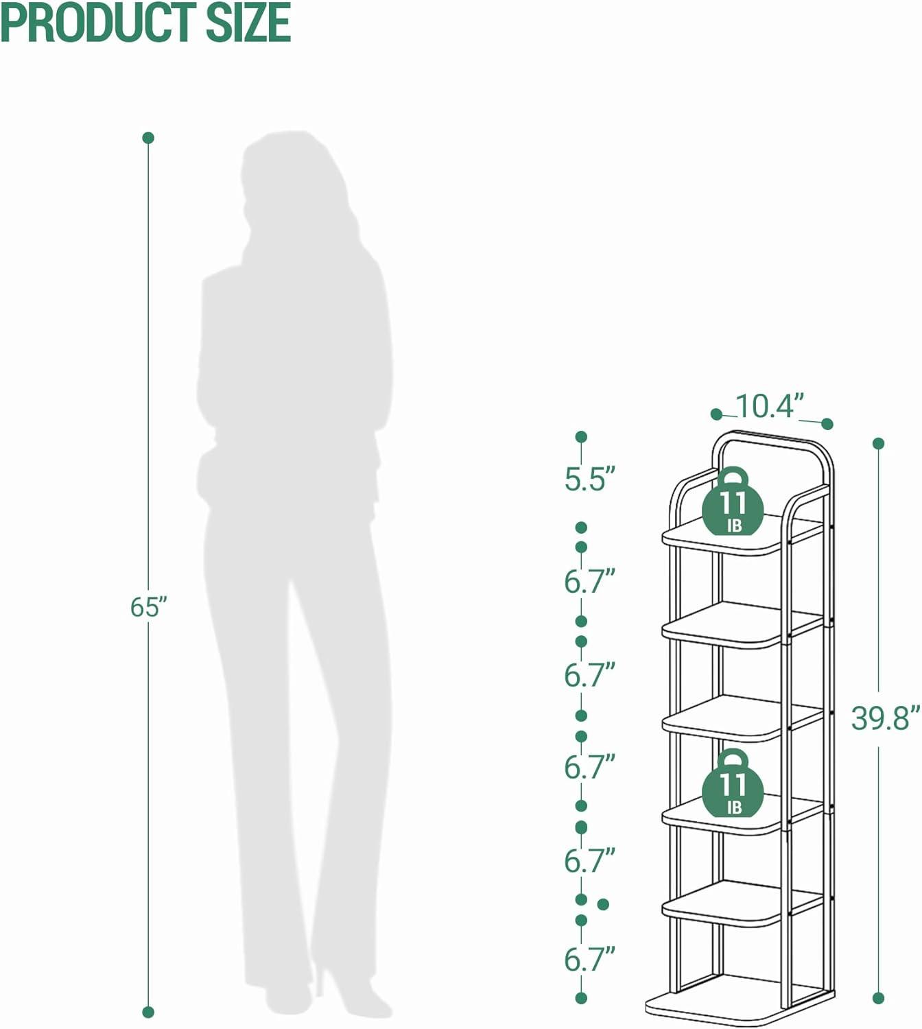 Vertical Shoe Rack, Shoe Shelves, Wood Shoe Organizer For Closet, Entryway, Shoe Tower For Small Spaces, Free Standing, Adjustable, With 2 Hooks, 6 Tier Rustic Brown