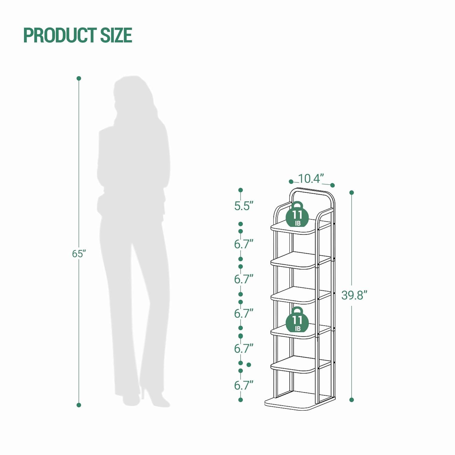 17 Stories Vertical Shoe Rack, Shoe Shelves, Wood Shoe Organizer For Closet, Entryway, Shoe Tower For Small Spaces, Free Standing, Adjustable, With 2 Hooks, 6 Tier Rustic Brown