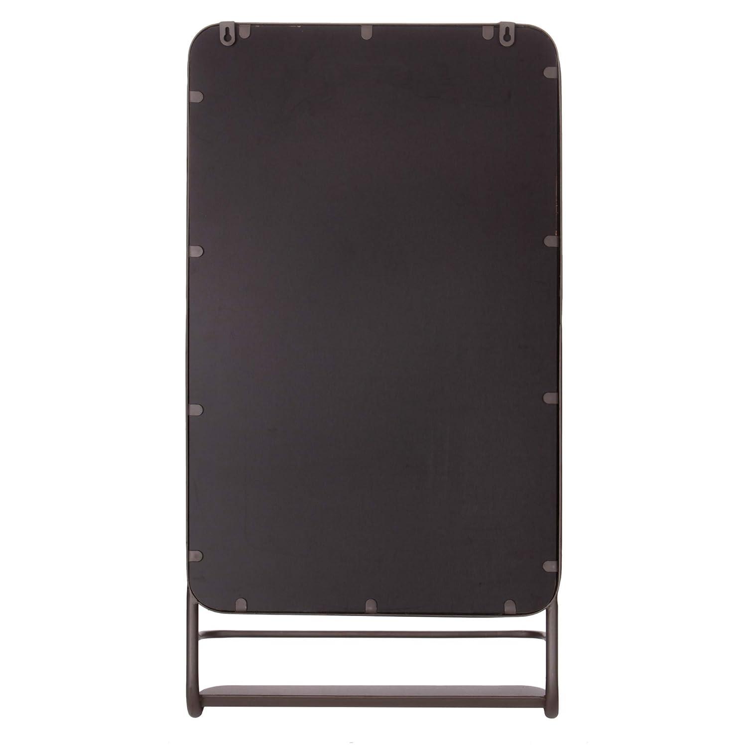 Patton Wall Decor Gray Bronze Metal Wall Accent Mirror with Shelf, 16" x 40"