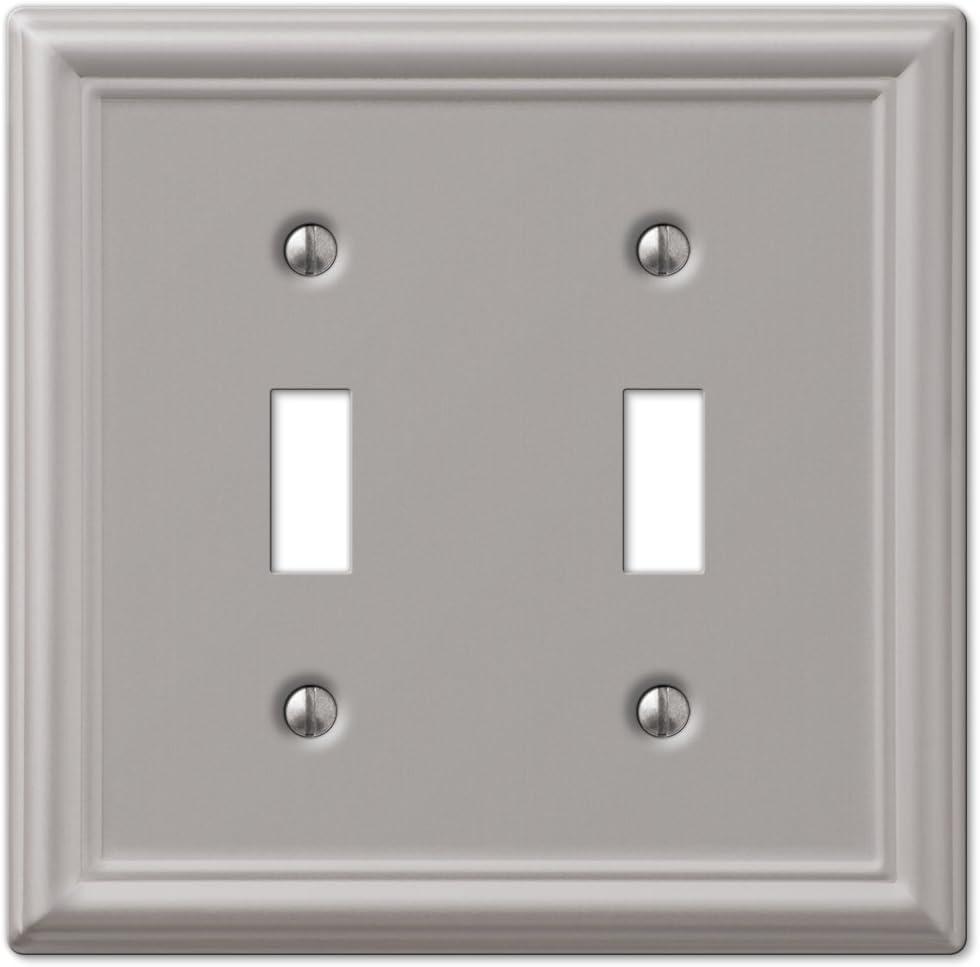 Amerelle Chelsea Brushed Nickel 2 gang Stamped Steel Toggle Wall Plate 1 pk