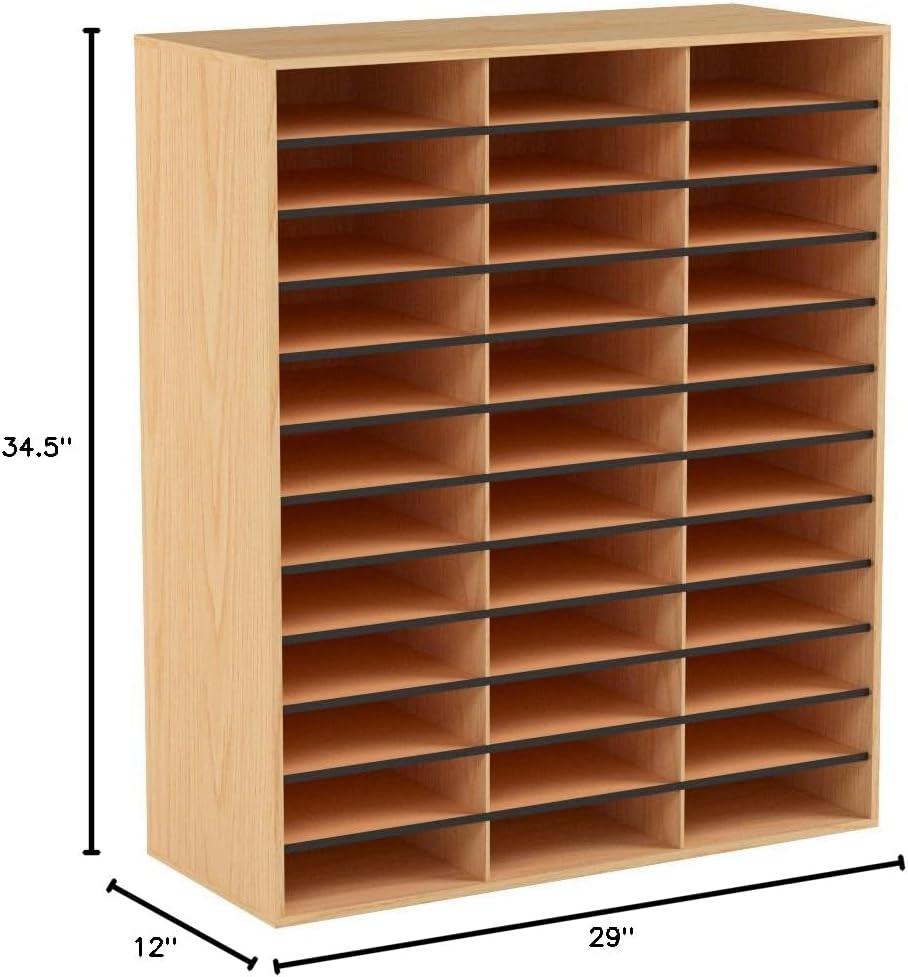 Medium Oak 36-Compartment Laminated Desktop Organizer