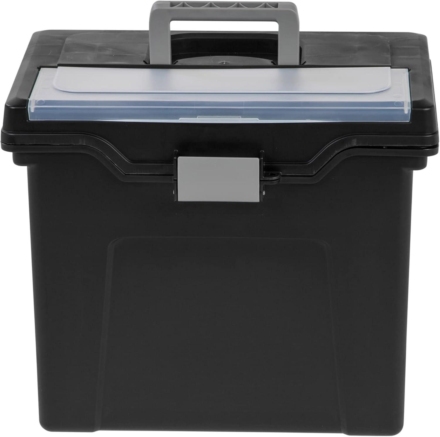 Office Depot Large Mobile File Box, Letter Size, 11 5/8in.H x 13 3/8in.W x 10in.D, Black/Silver, 110987