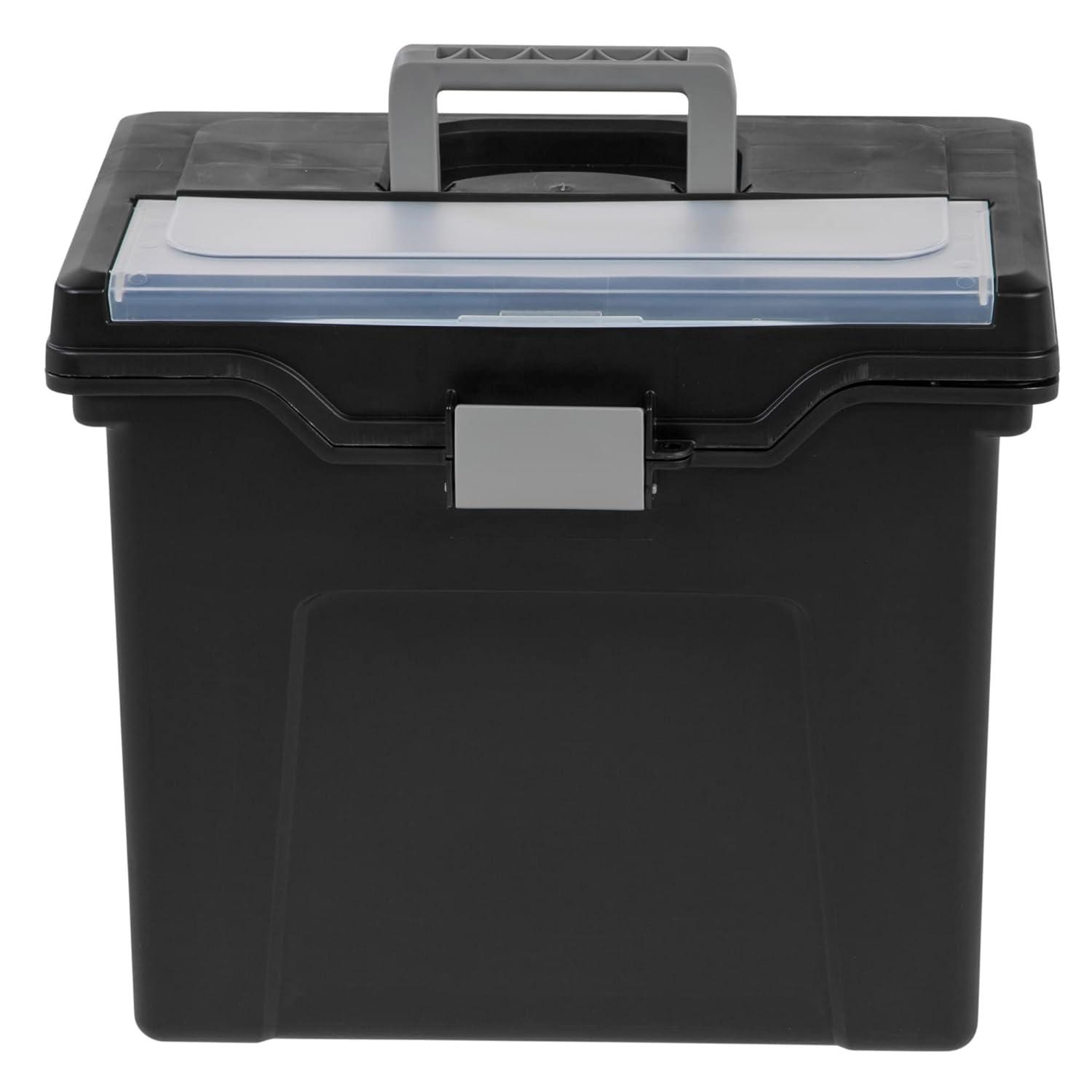 Office Depot Large Mobile File Box, Letter Size, 11 5/8in.H x 13 3/8in.W x 10in.D, Black/Silver, 110987