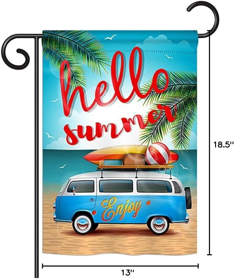 Breeze Decor BD-SU-G-106084-IP-BO-D-US18-BD 13 x 18.5 in. Hello Summer, Enjoy Bus Summer Fun In The Sun Impressions Decorative Vertical Double Sided Garden Flag Printed USA