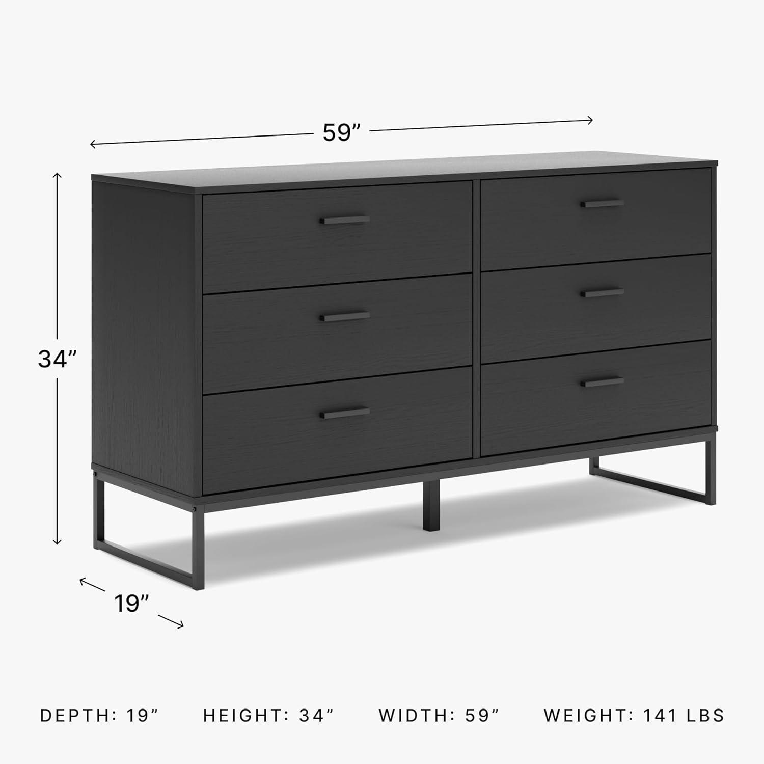 Signature Design by Ashley Socalle 6 Drawer Dresser, Black