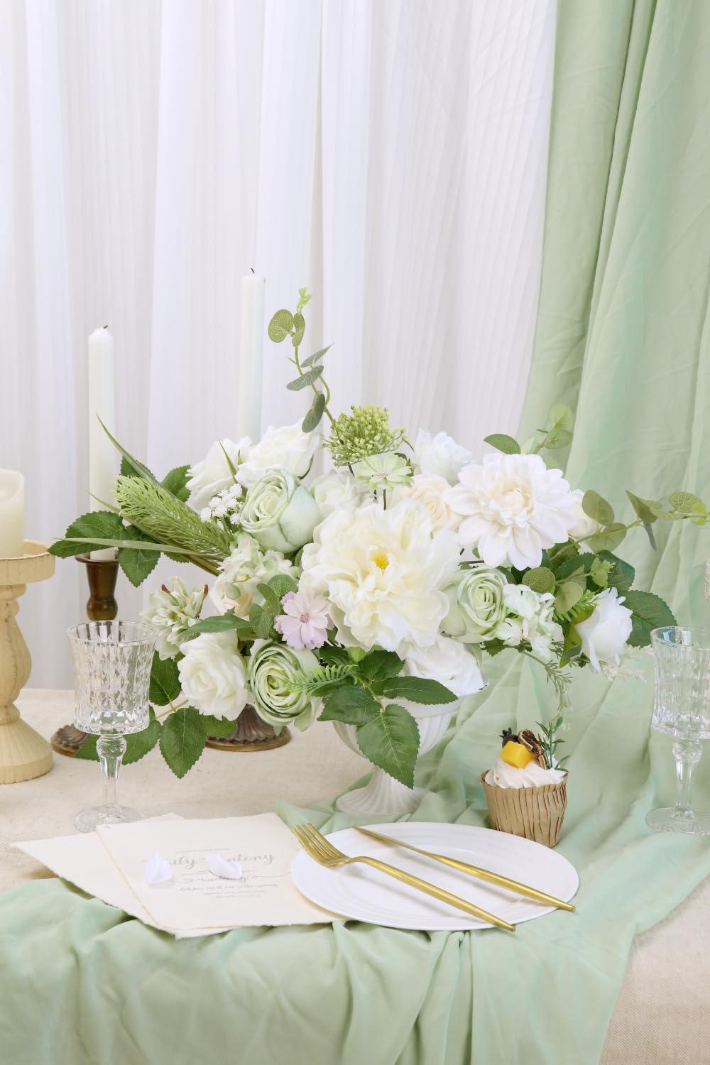 Artificial Flower Combination Box Set Artificial Flower Loose Leaves and Stems DIY Wedding Center Bouquet Bride Wedding Baby Shower(White)