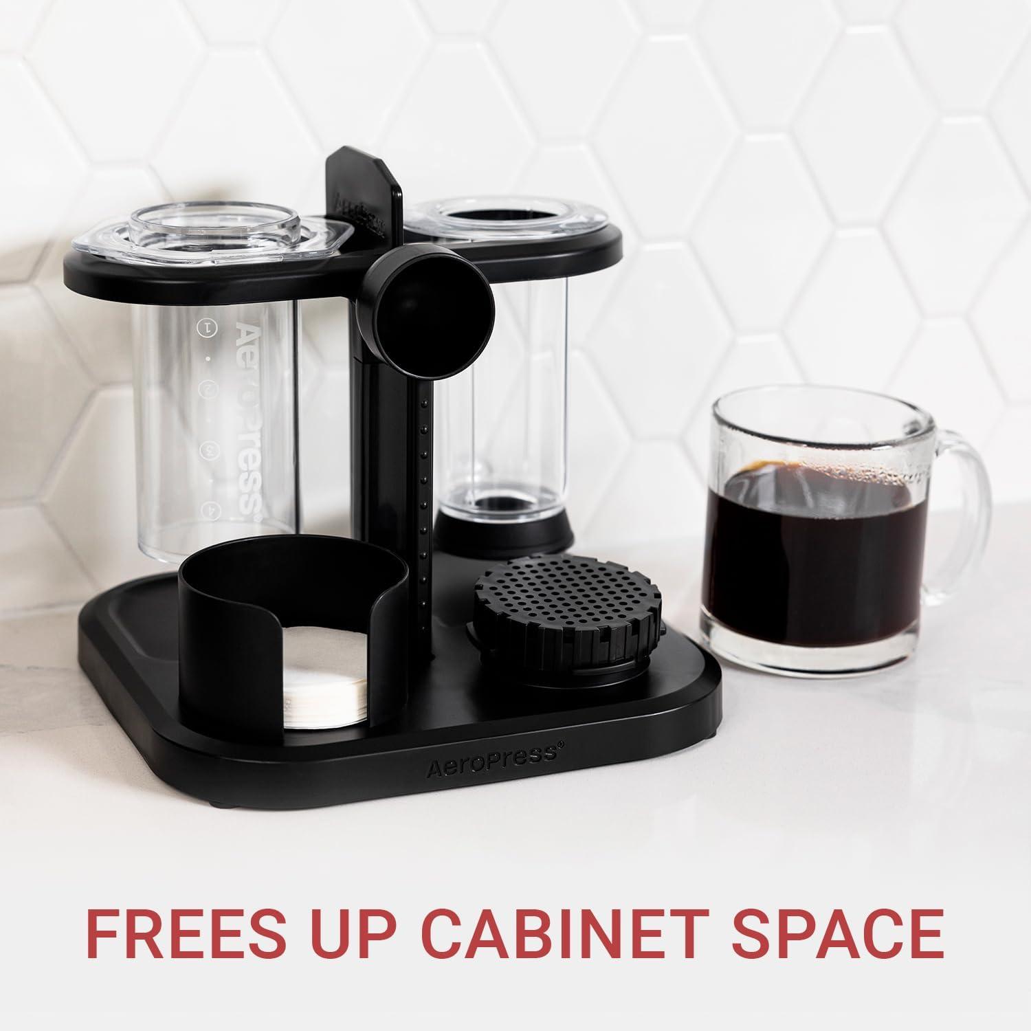 Black Compact AeroPress Coffee Maker Organizer Stand