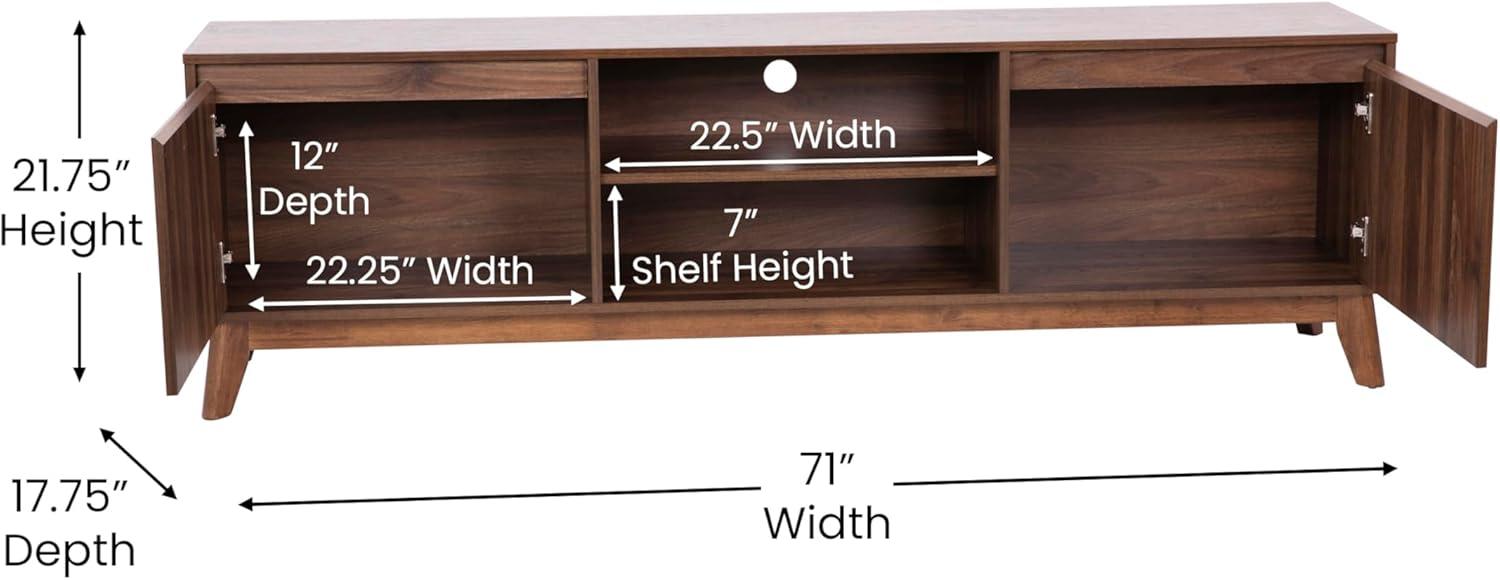 Flash Furniture Hatfield Mid-Century Modern TV Stand for up to 64 inch TV's - Media Center with Adjustable Center Shelf and Dual Soft Close Doors