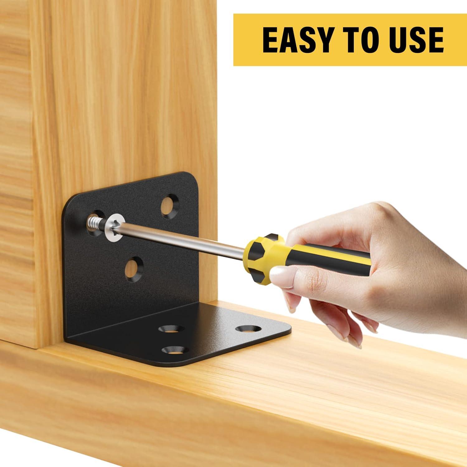 20 Pcs Metal Corner Braces, 1.5in L Brackets for Wood, 90 Degree l Bracket Wide Corner Black Metal Corner Bracket for Wood Furniture Bed Chair