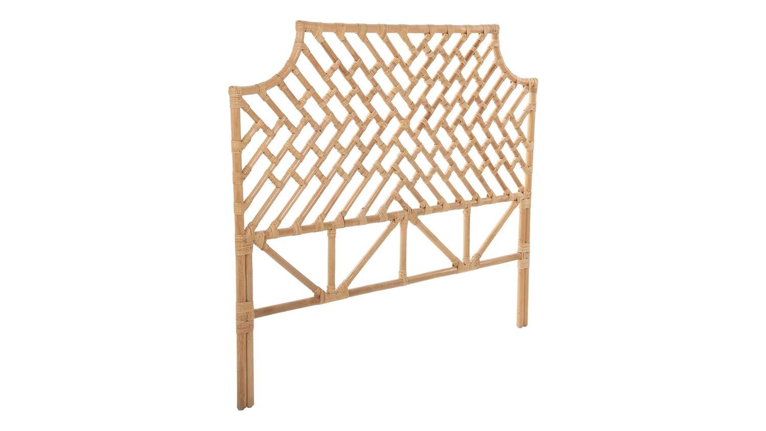 Rattan Chippendale Headboard, California King Size, Antique Brown