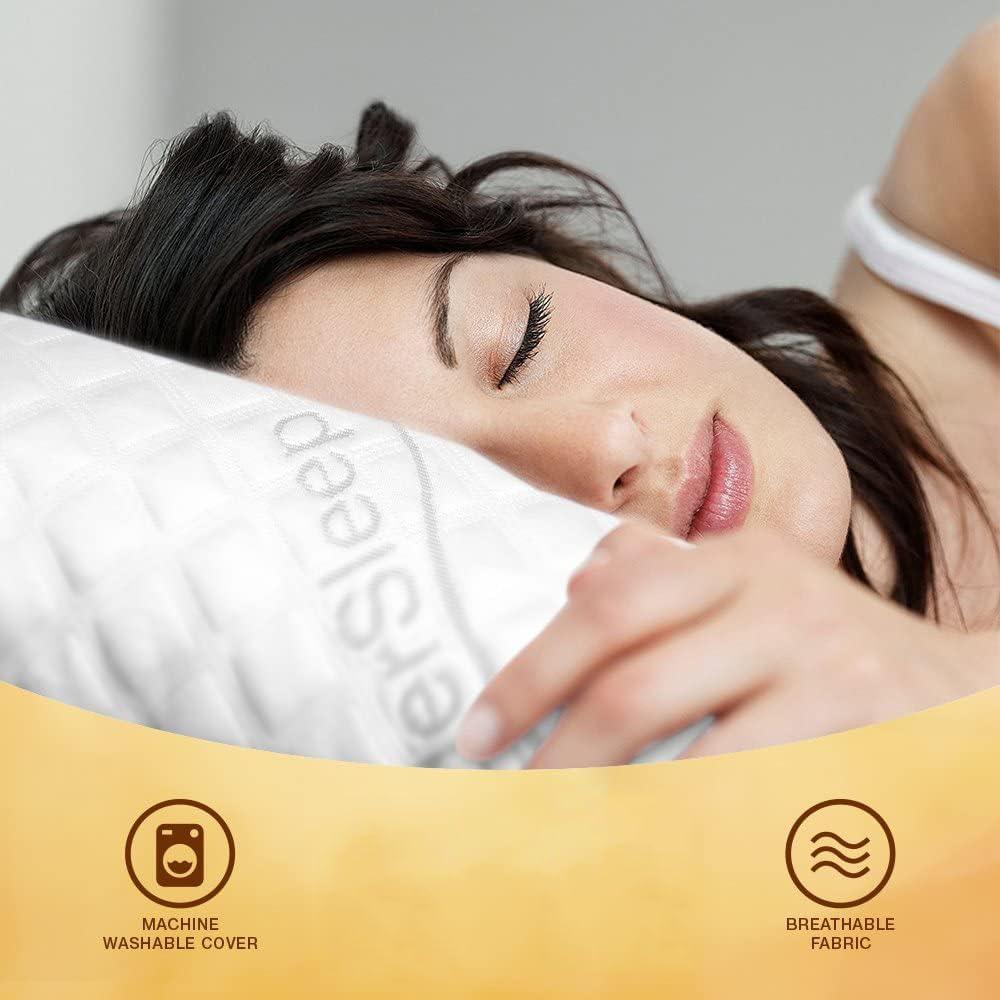 Pillow Premium Adjustable Loft-Shredded Memory Foam for Home & Hotel Collection + Washable Removable Cooling Bamboo Derived Rayon Cover