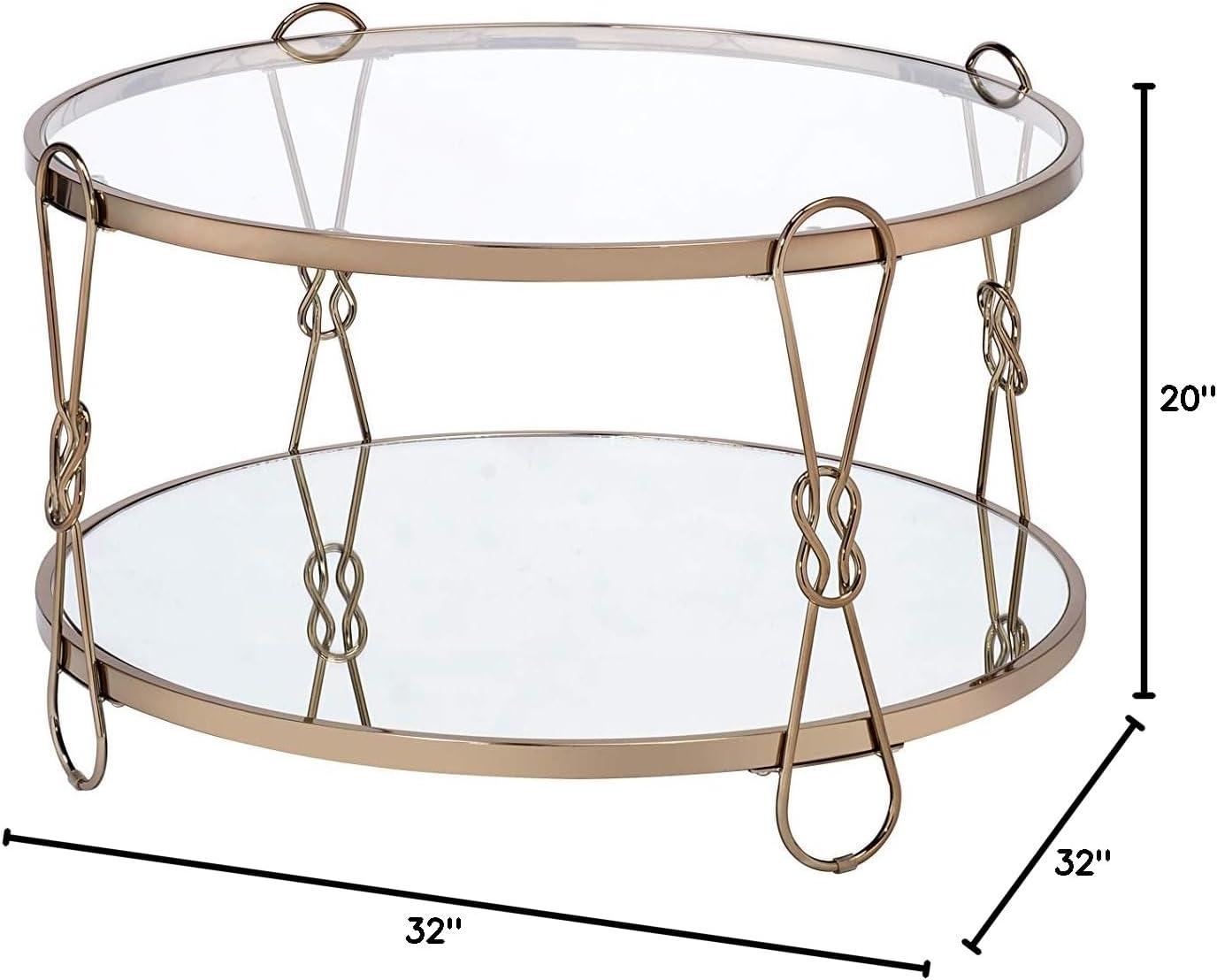 Acme Zekera Metal Frame Coffee Table in Champagne & Glass