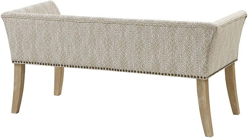 Madera Accent Bench Taupe: Madison Park, Rectangle, Nailhead Trim, Polyester Upholstery, Wood Legs