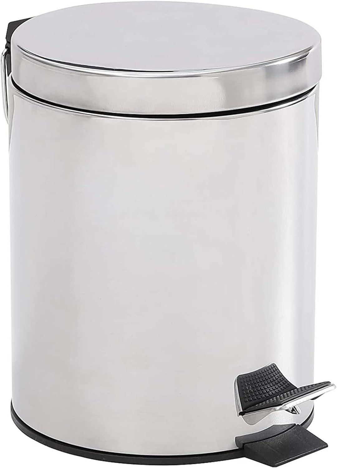 1.3 Gallon Chrome Stainless Steel Step Trash Can with Removable Bucket