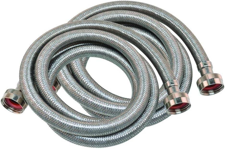 Eastman 4-Foot Braided Stainless Steel Washing Machine Hoses, 2-Pack