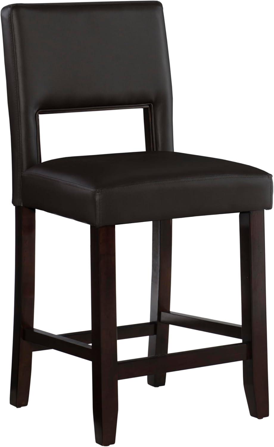 24" Vega Padded Counter Height Barstool with Ergonomic Footrest & Espresso Finish - Linon