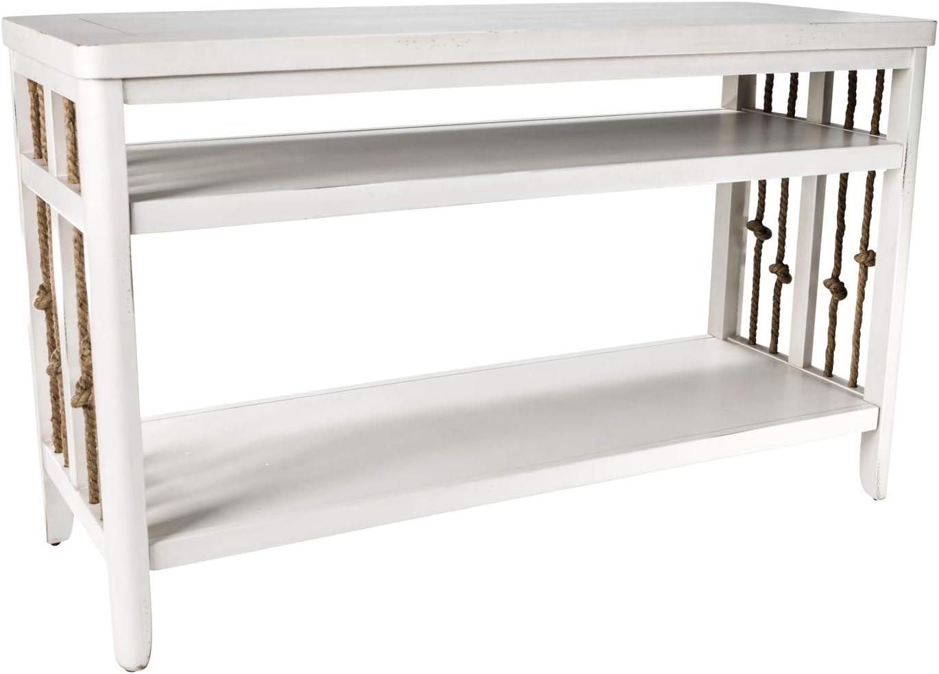 Dockside White 50" Rectangular Wood Sofa Table with Storage