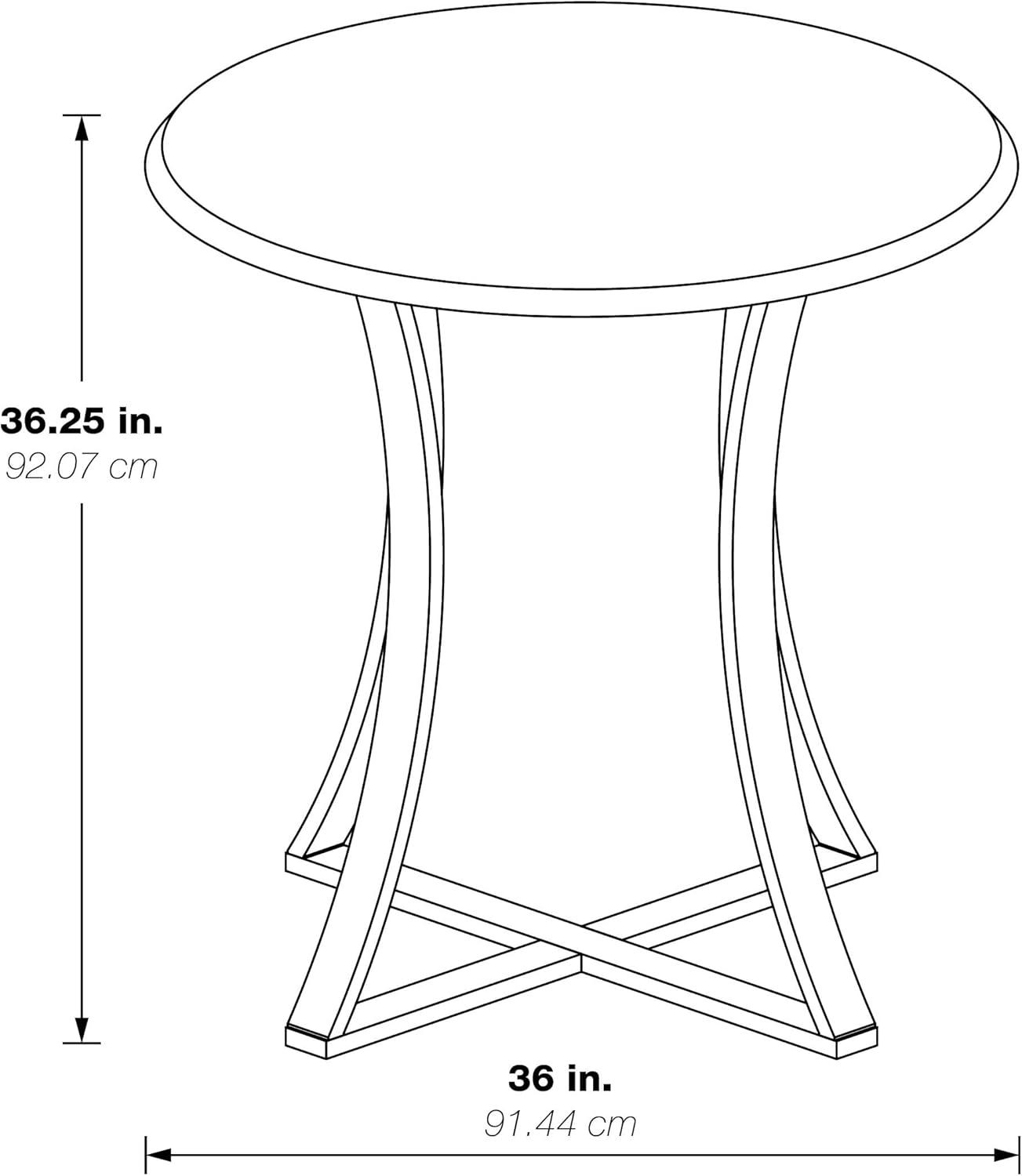 36" Round White Faux Marble Counter Height Table with Black Metal Base