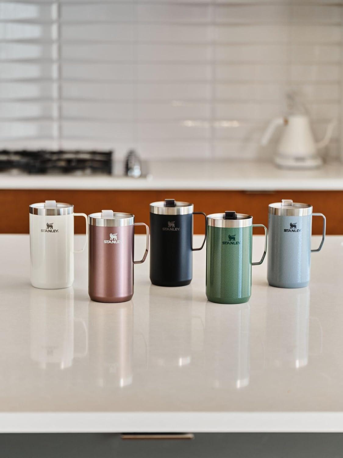 Stanley 24 oz Stainless Steel Classic Legendary Mug Cream Gloss: Dishwasher-Safe Drinkware for Hot & Cold Beverages