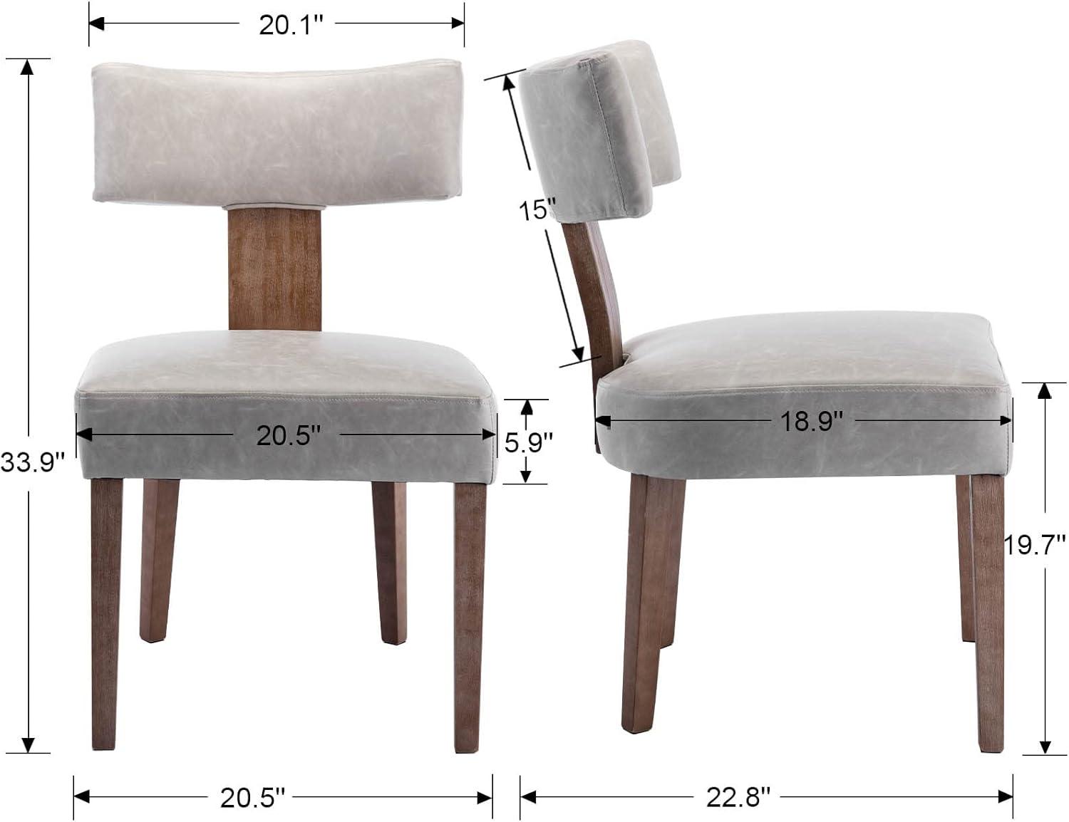 Loon Peak® Mid Century Modern Dining Chairs Set Of 2, Farmhouse PU Leather Upholstered Accent Chair Curved Backrest Kitchen Chairs With Hardwood Frame (Set of 2)