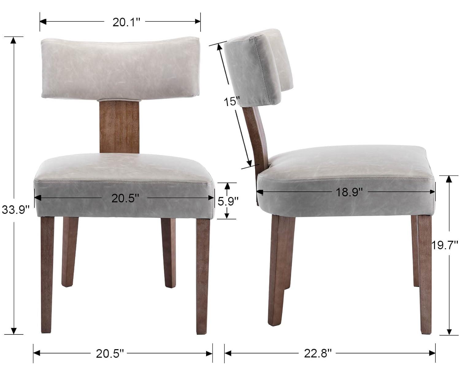 Loon Peak® Mid Century Modern Dining Chairs Set Of 2, Farmhouse PU Leather Upholstered Accent Chair Curved Backrest Kitchen Chairs With Hardwood Frame (Set of 2)