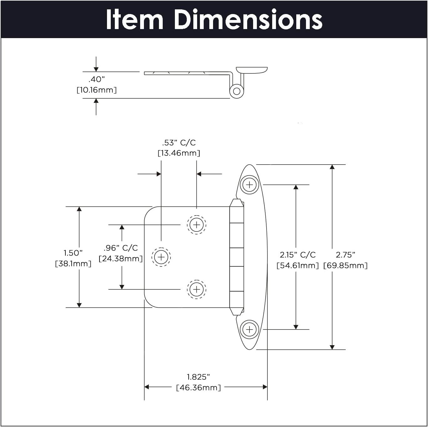 Satin Nickel Flush Mount Self-Closing Cabinet Hinges