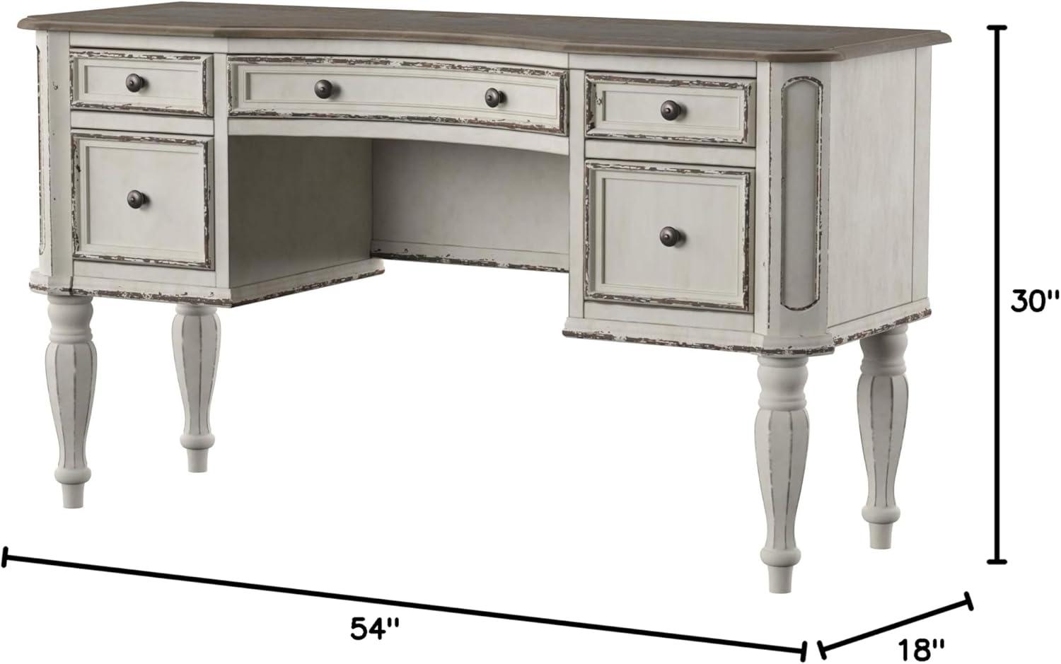 Magnolia Manor White Antique Vanity Desk with Drawers