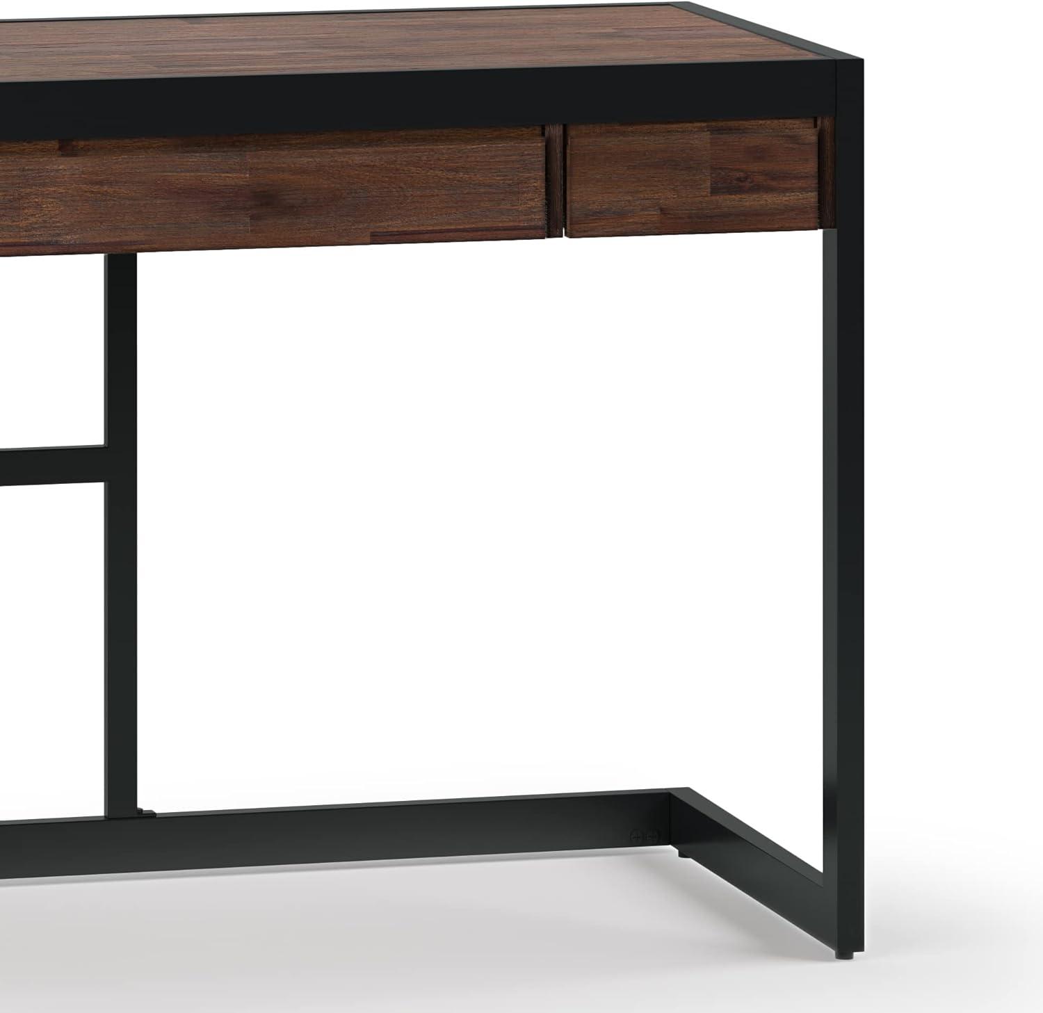 Erina SOLID ACACIA WOOD Modern 48" Wd. Small Desk in Distressed Charcoal Brown