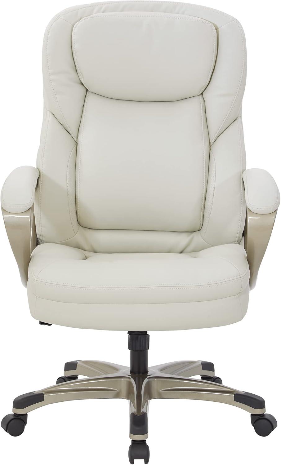 Executive Cream Bonded Leather Office Chair with Cocoa Coated Nylon Base
