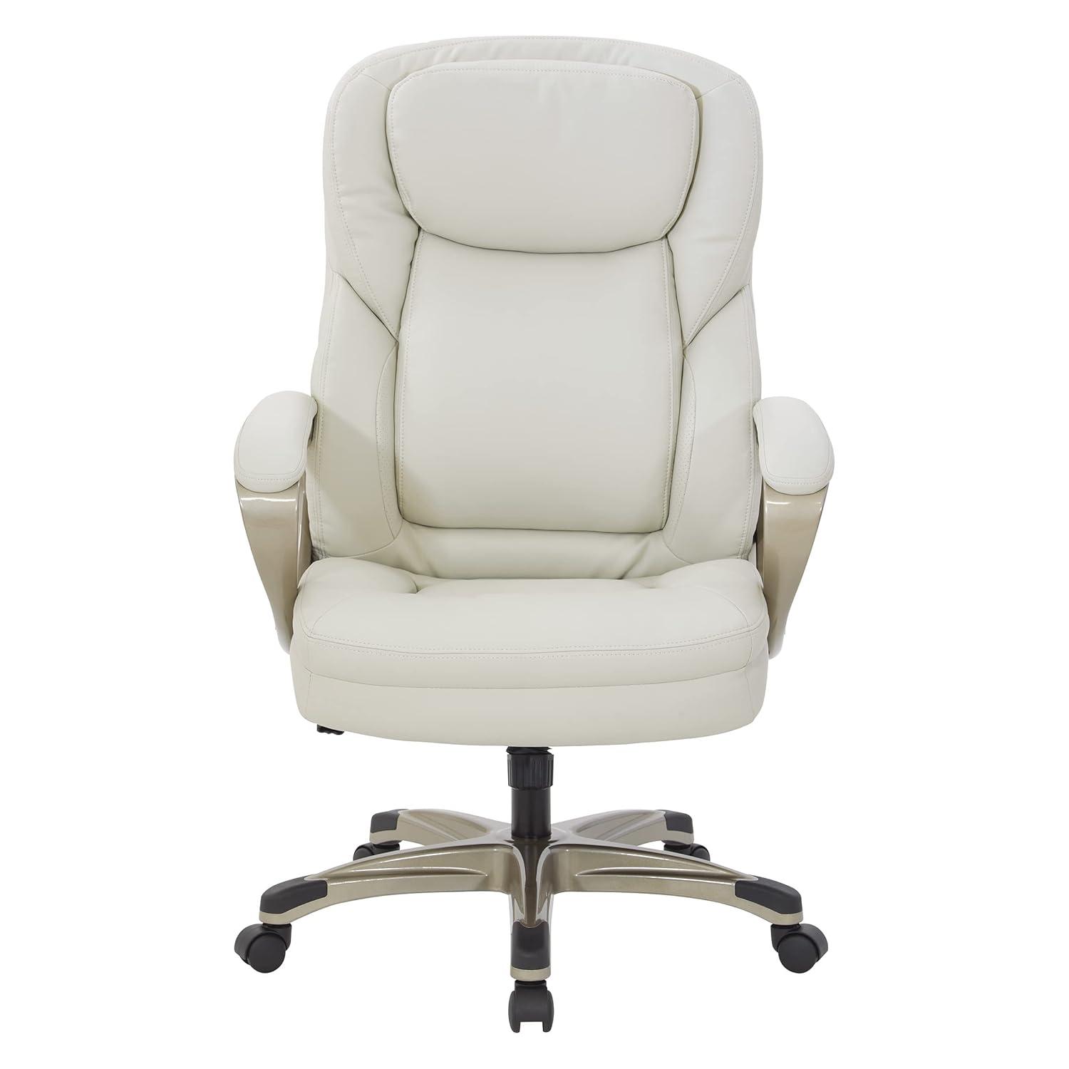 Executive Cream Bonded Leather Office Chair with Cocoa Coated Nylon Base