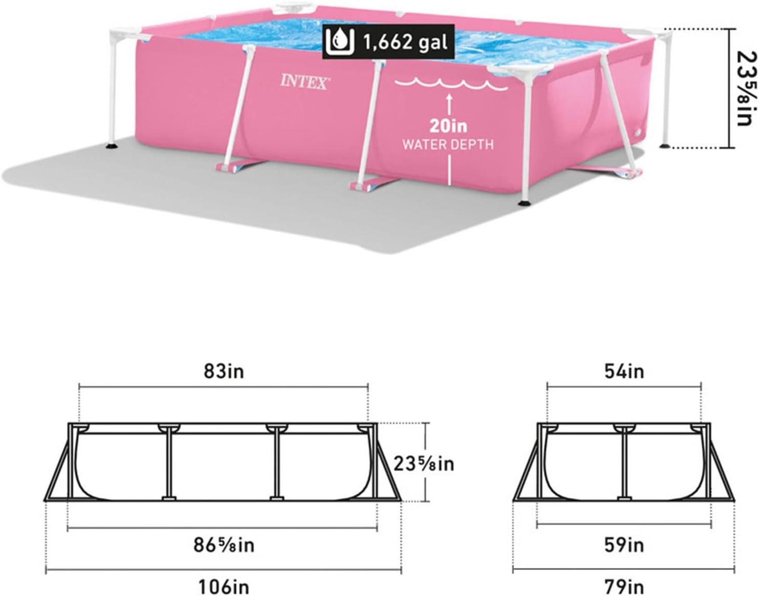 Intex Plastic Rectangle Frame Set Pool 23.62'' H x 59'' W x 86.62'' L
