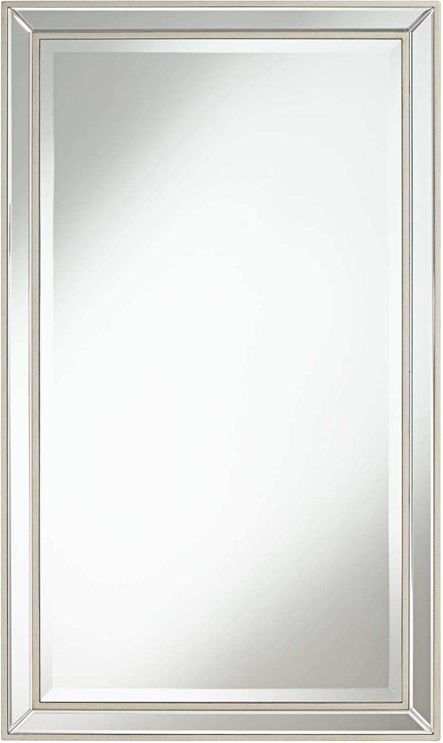 Helena Bright Silver Beveled Rectangular Wall Mirror 47"