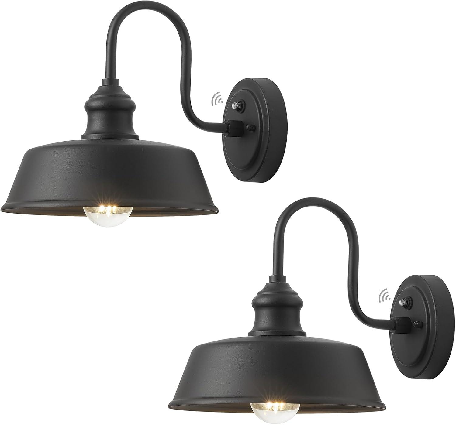 2 Pack Dusk to Dawn Outdoor Wall Lights,Farmhouse Gooseneck Barn Black