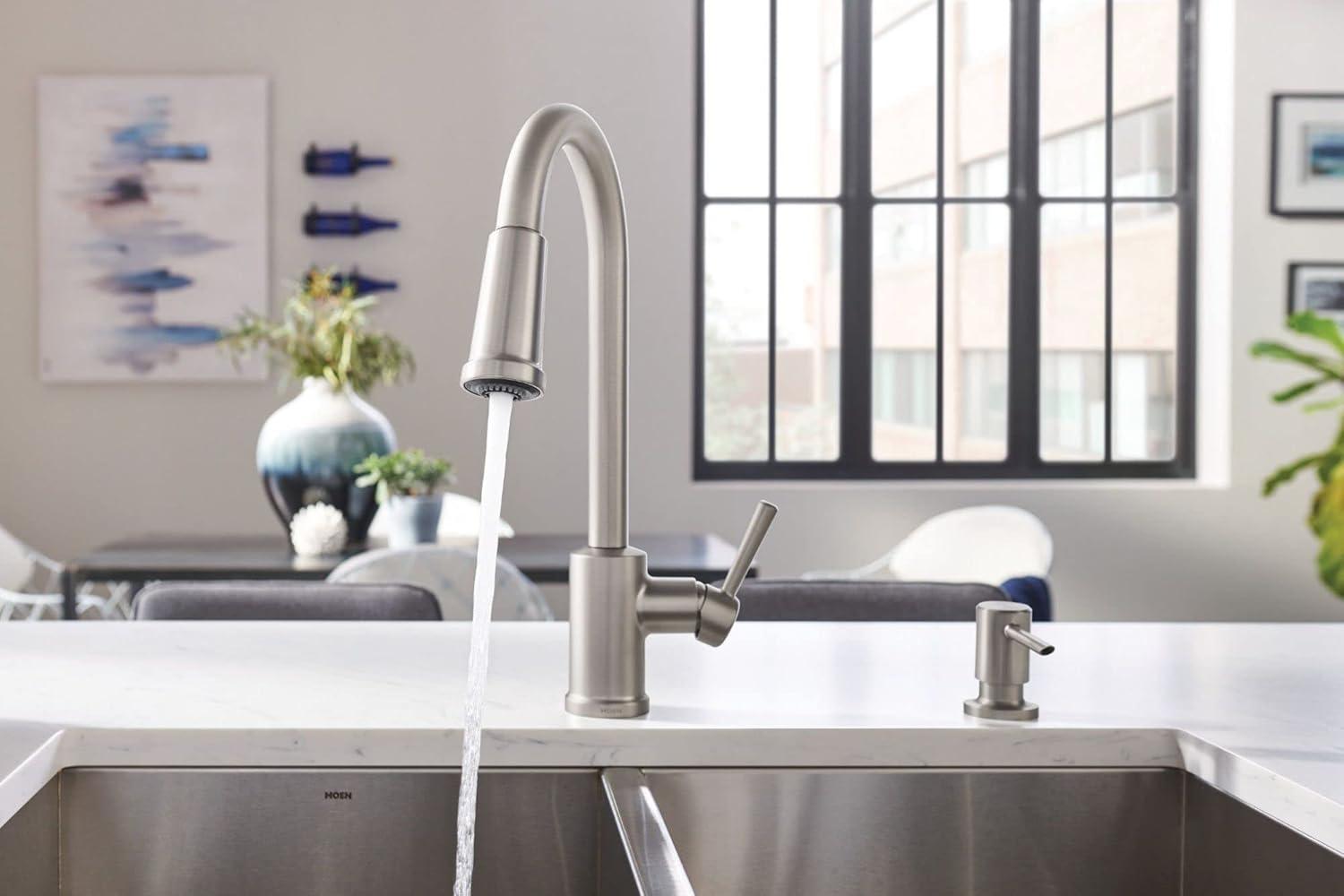 Stainless Steel Pull-Down Kitchen Faucet with Soap Dispenser