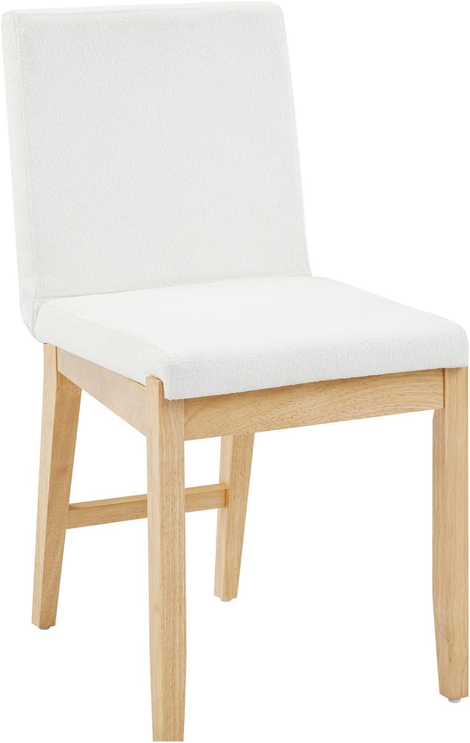 Nathan James Gracie Modern Upholstered Dining Room Chair with Cushion, Boucle Dining Chair with Solid Wood Frame, Cream Boucle/Warm Pine, Set of 4