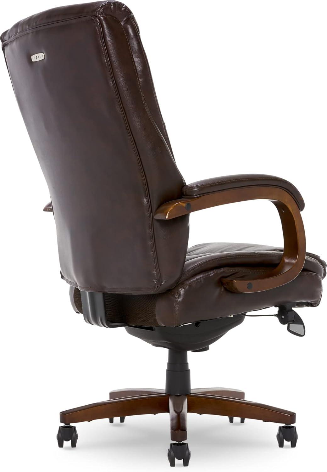 La-Z-Boy La-Z-Boy Edmonton Big & Tall Executive Office Chair, ComfortCore with Memory Foam Cushions, Real Wood Arms and Base, Waterfall Seat Edge, Bonded Leather