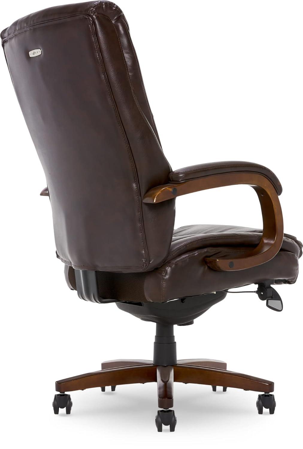 La-Z-Boy La-Z-Boy Edmonton Big & Tall Executive Office Chair, ComfortCore with Memory Foam Cushions, Real Wood Arms and Base, Waterfall Seat Edge, Bonded Leather
