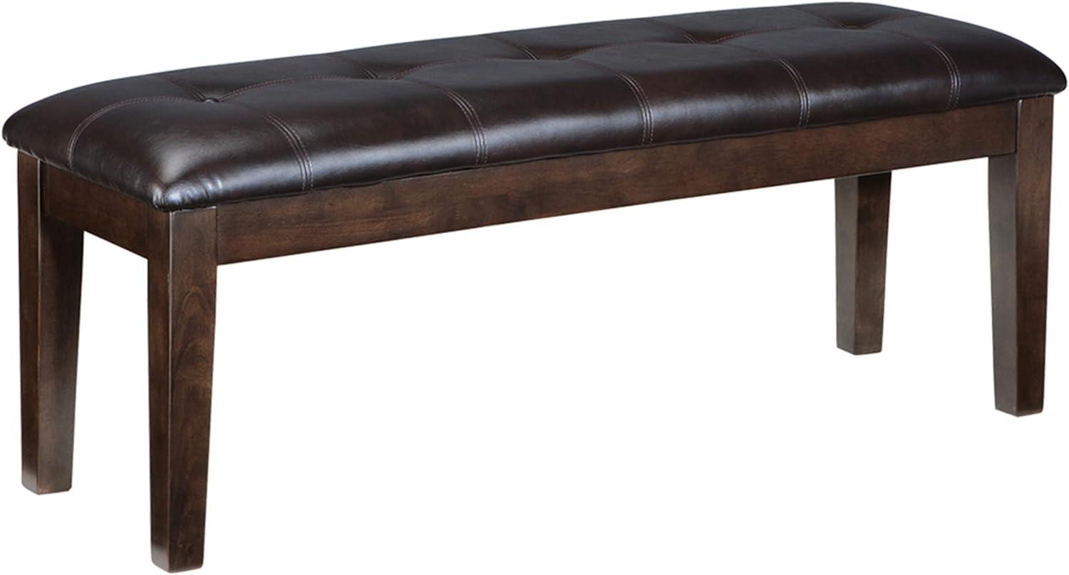 Haddigan Transitional 50" Dark Brown Tufted Faux Leather Bench