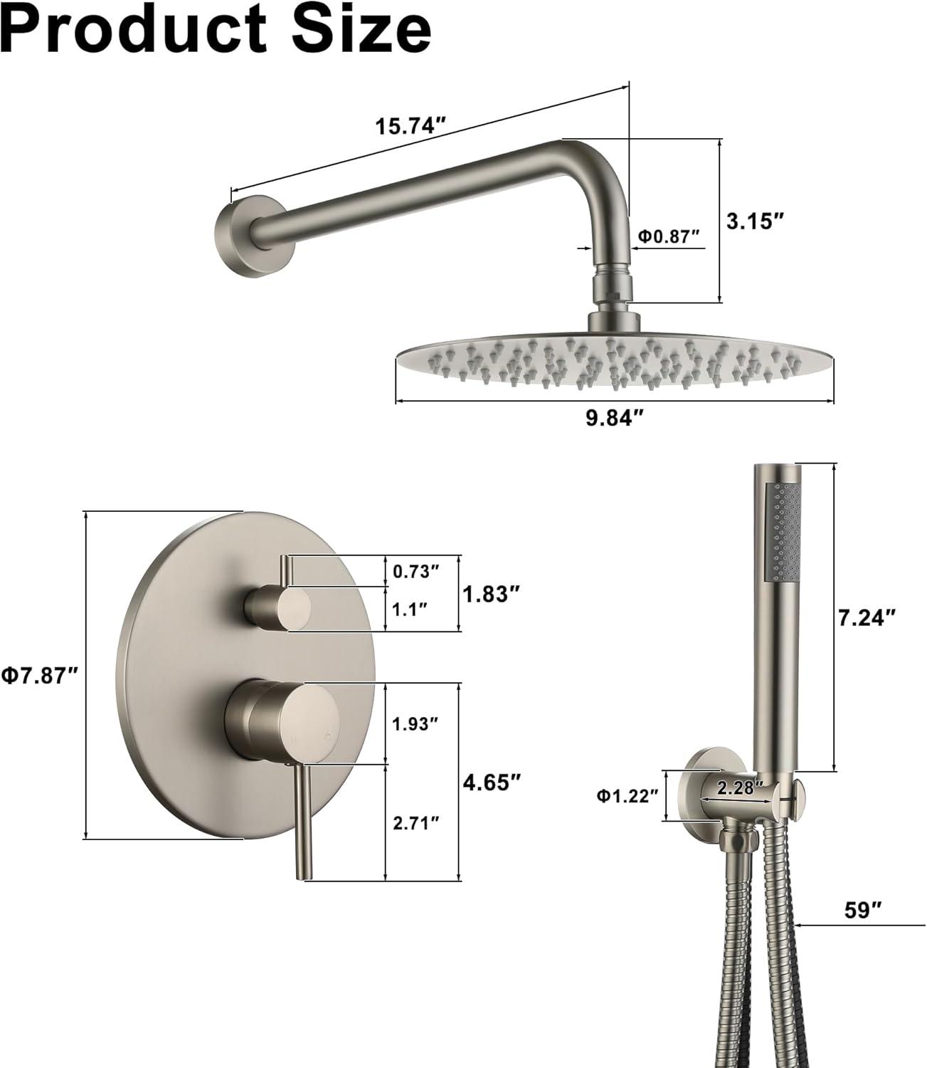 Brushed Nickel Dual Shower System with Handheld and Rainfall Head