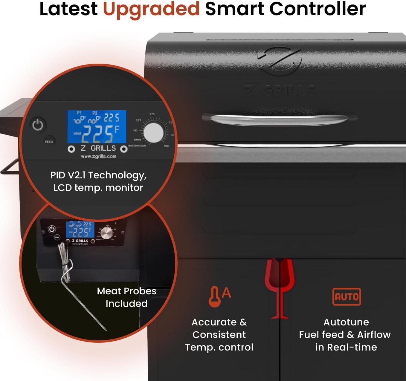 Z GRILLS Upgraded Wood Pellet Grill with PID Controller, 8-in-1, 572 sq in Cooking Area
