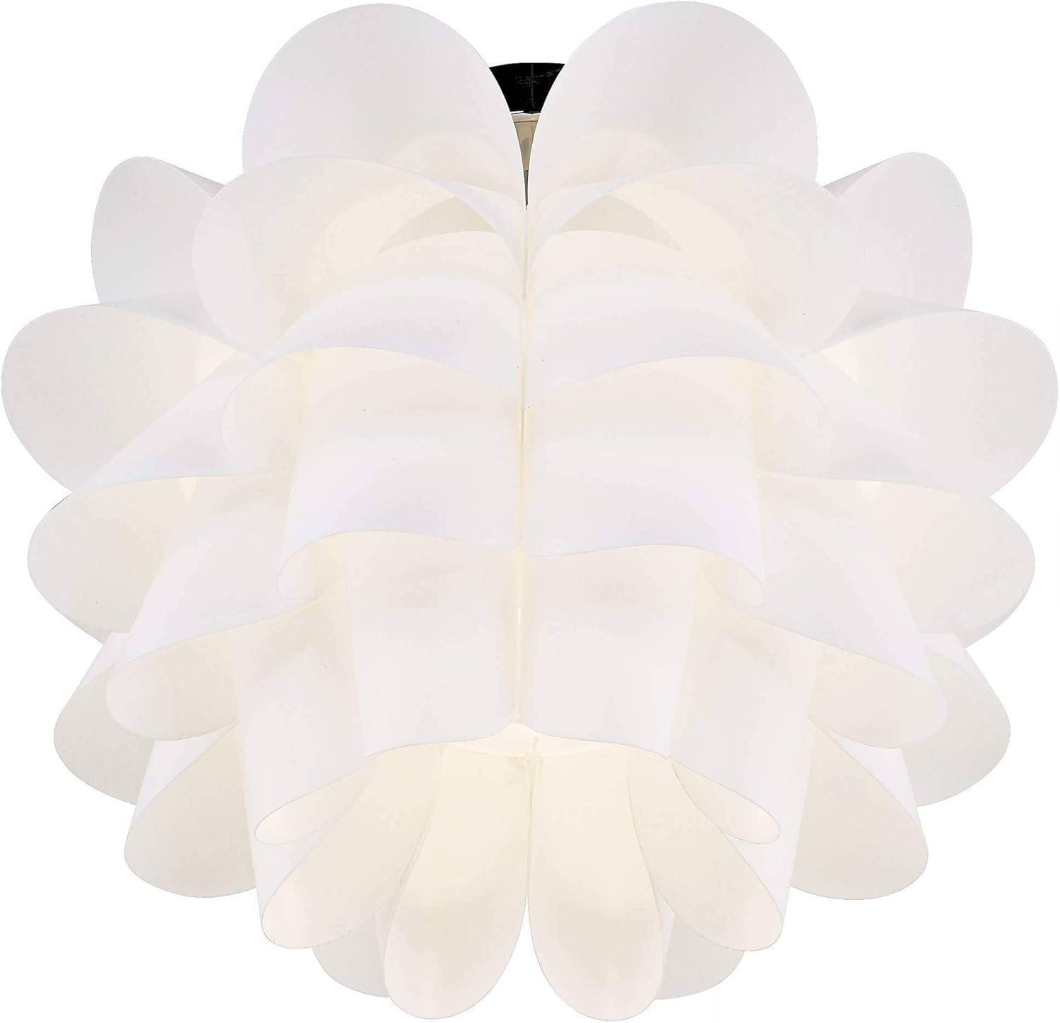 Possini Euro Design Modern Ceiling Light Semi Flush Mount Fixture 15 3/4" Wide White Flower for Bedroom Kitchen Living Room Hallway Bathroom House