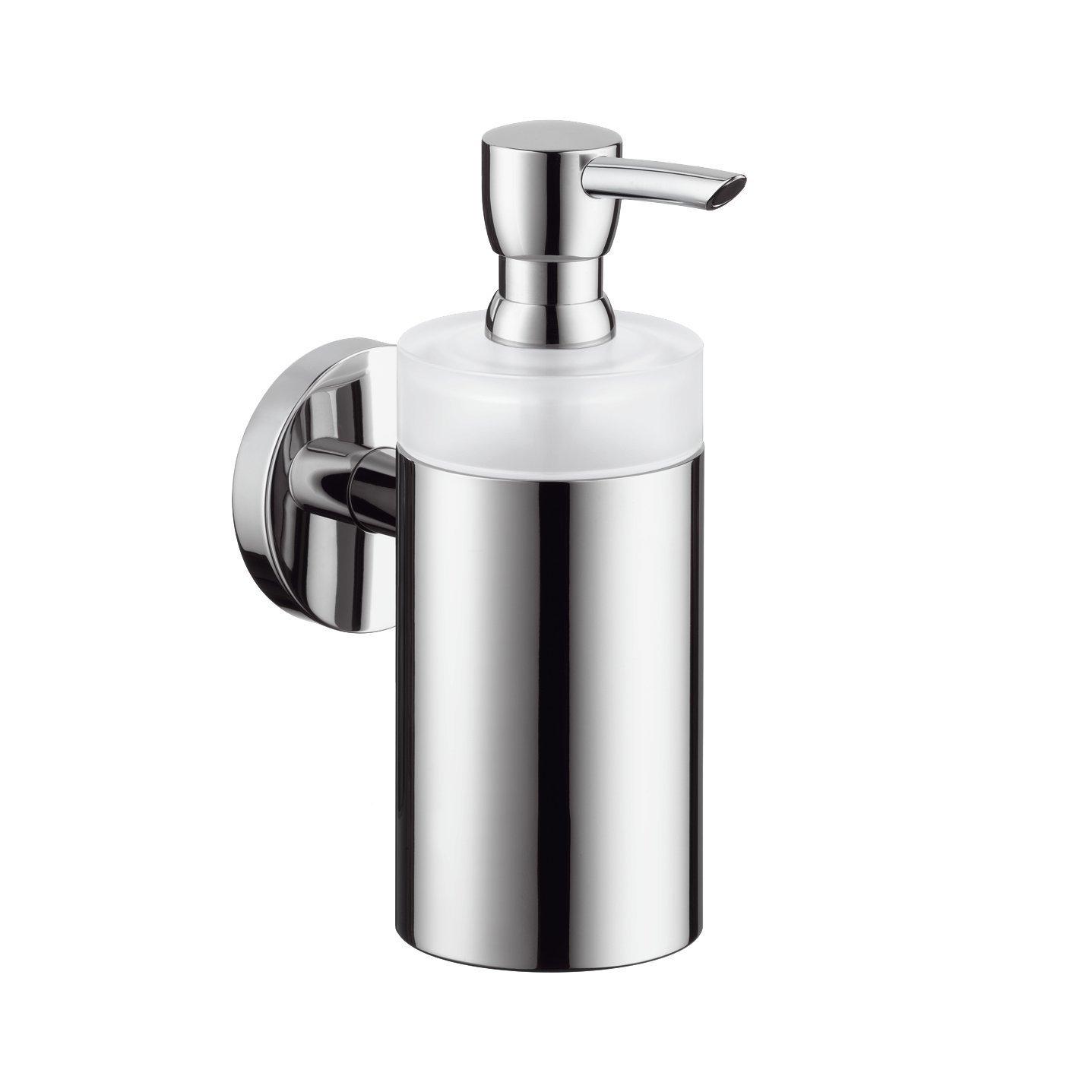 Modern Chrome Wall-Mounted Soap Dispenser with Glass Container